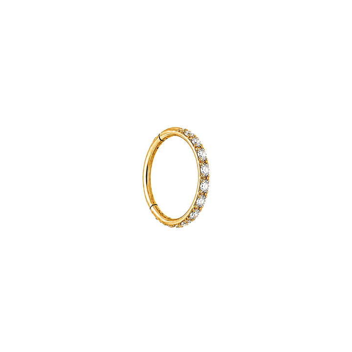 Tunn, guldfärgad titan-clicker-piercingring med zirkonstenar, 0,8 mm (PVD-behandlad titan G23)