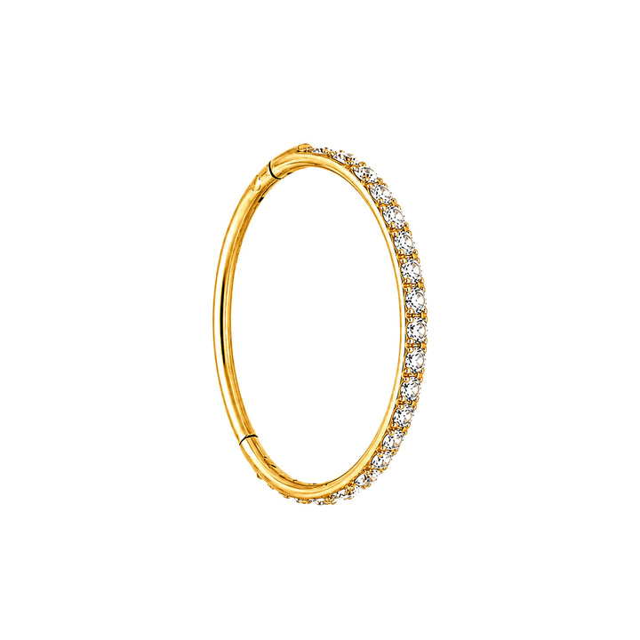 Tunn, guldfärgad titan-clicker-piercingring med zirkonstenar, 0,8 mm (PVD-behandlad titan G23)
