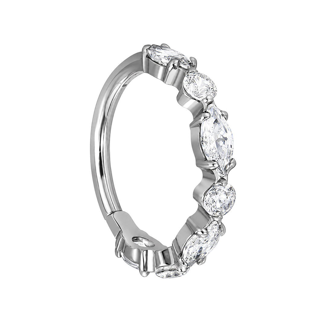 Rad med zirkonia-clicker, titan-piercingring 1,2 mm (Titan G23)