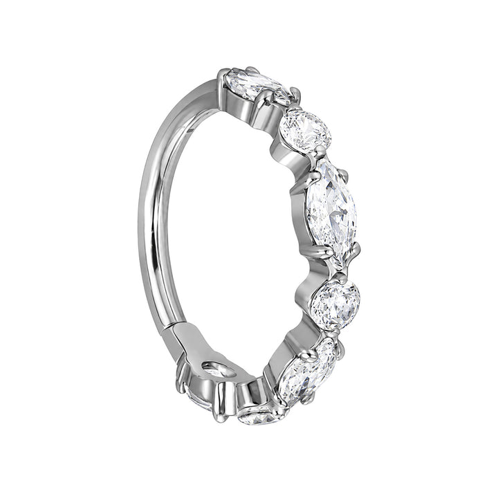 Rad med zirkonia-clicker, titan-piercingring 1,2 mm (Titan G23)