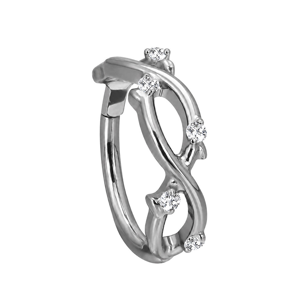 Twisted Zirconia Clicker, Titanium Piercing Rings 1.2 mm (Titanium G23)