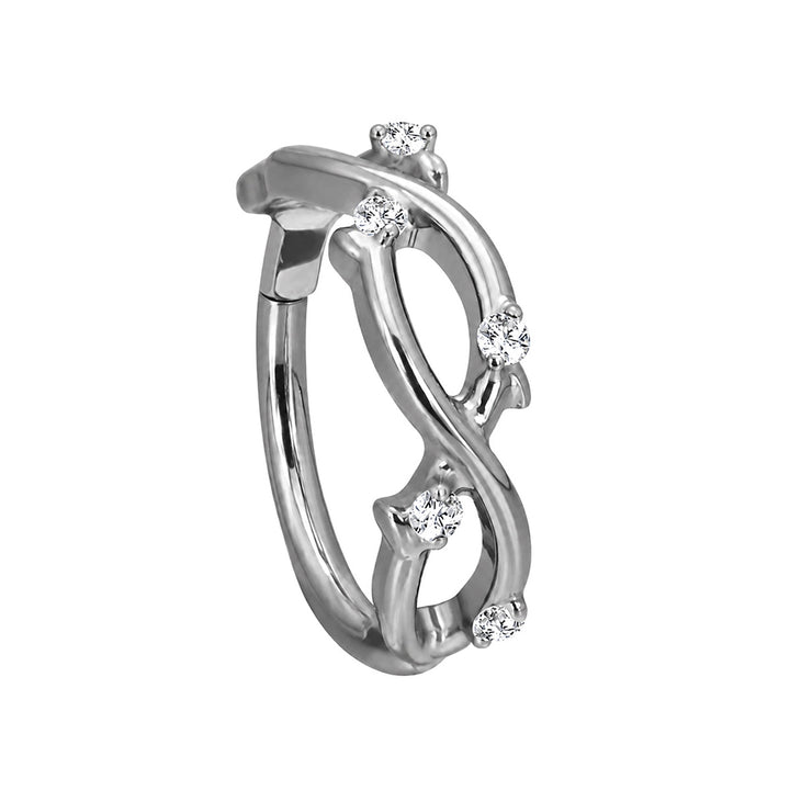 Twisted Zirconia Clicker, Titanium Piercing Rings 1.2 mm (Titanium G23)