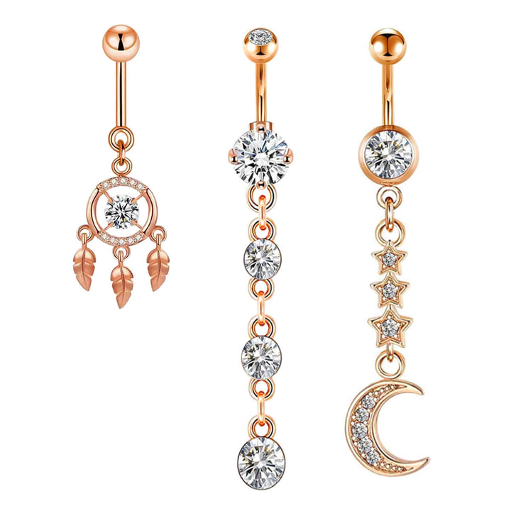 Set med 3 örhängen med zirkonia-stenar, 1,6 mm, 10 mm (316L-stål)