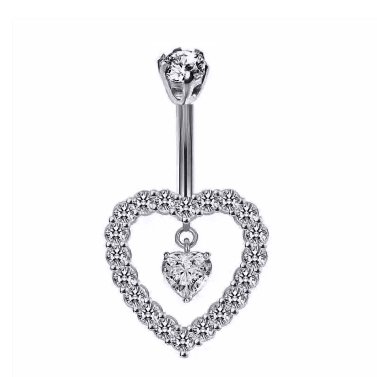 Zirconia heart bangle with pendant 1.6mm 10mm (Steel 316L)