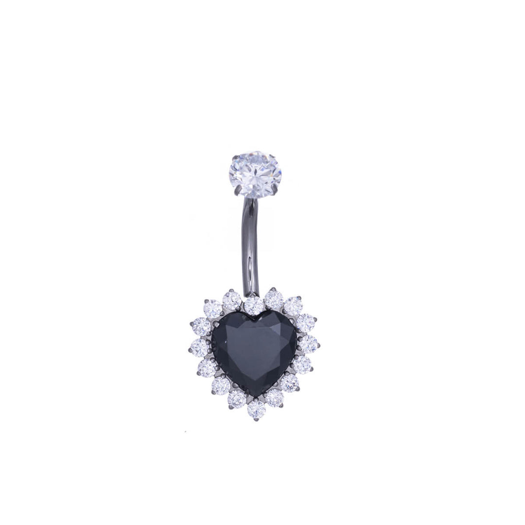 Titanium Zirconia Heart Button Necklace (Titanium G23)