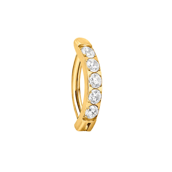 Gold curved titanium bangle with zirconia stones 1.6mm (PVD Titanium G23)