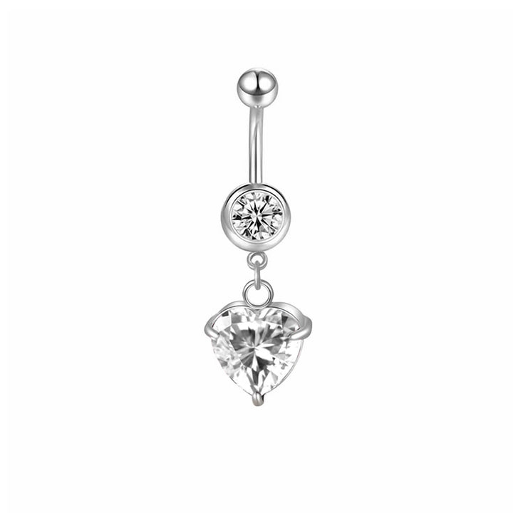 Hjärthänge med zirkonia på knappkedja (stål 316L)