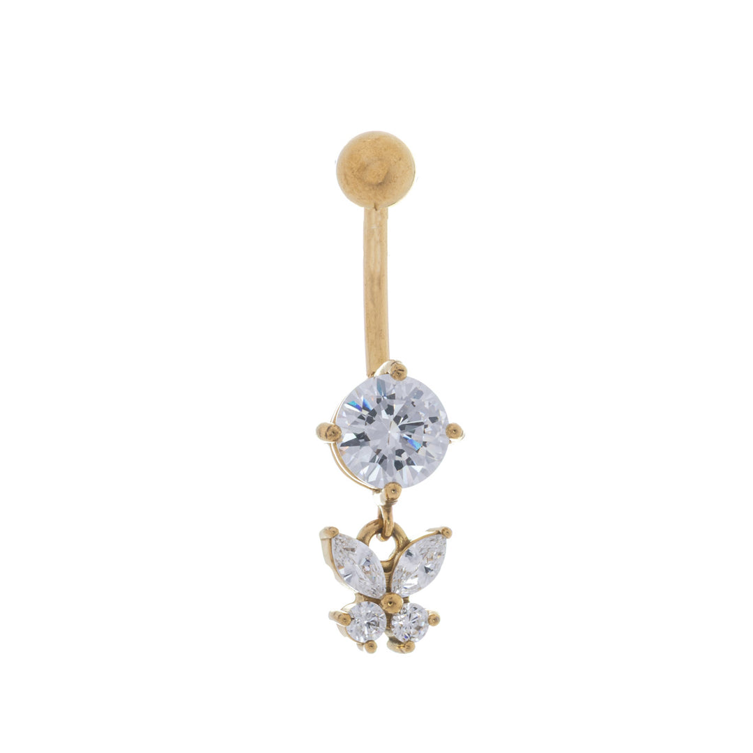 Hängande fjärilshänge med cubic zirconia och karbinlås (Stål 316L)