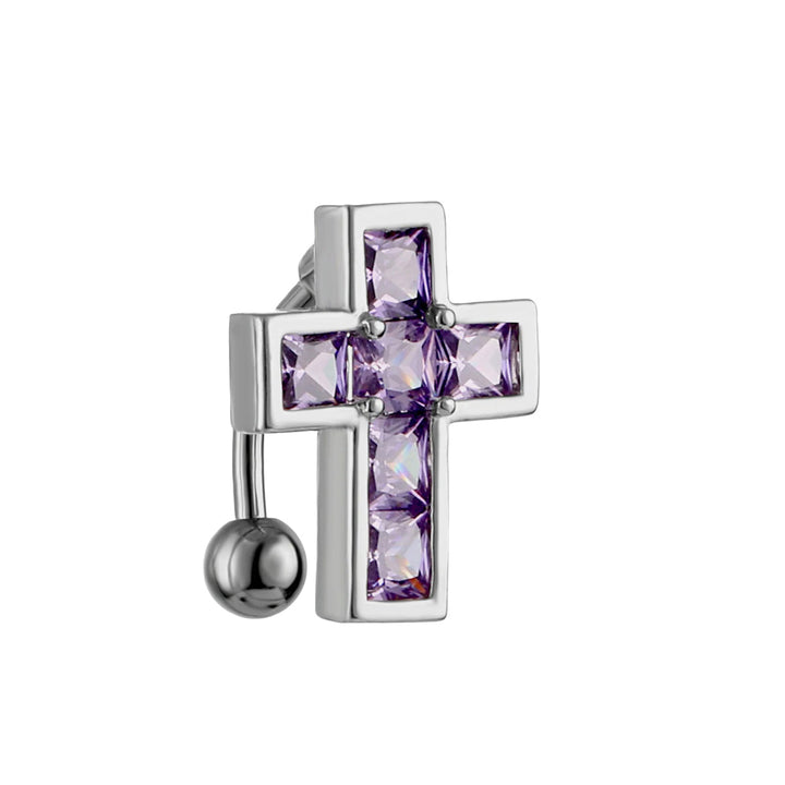 Zirconia cross belly button chain top drop 1.6mm (Steel 316L)