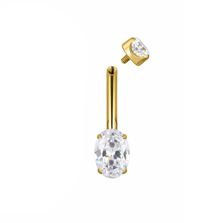 Gold Titanium Oval Zirconia Buttonhole (PVD Titanium G23)