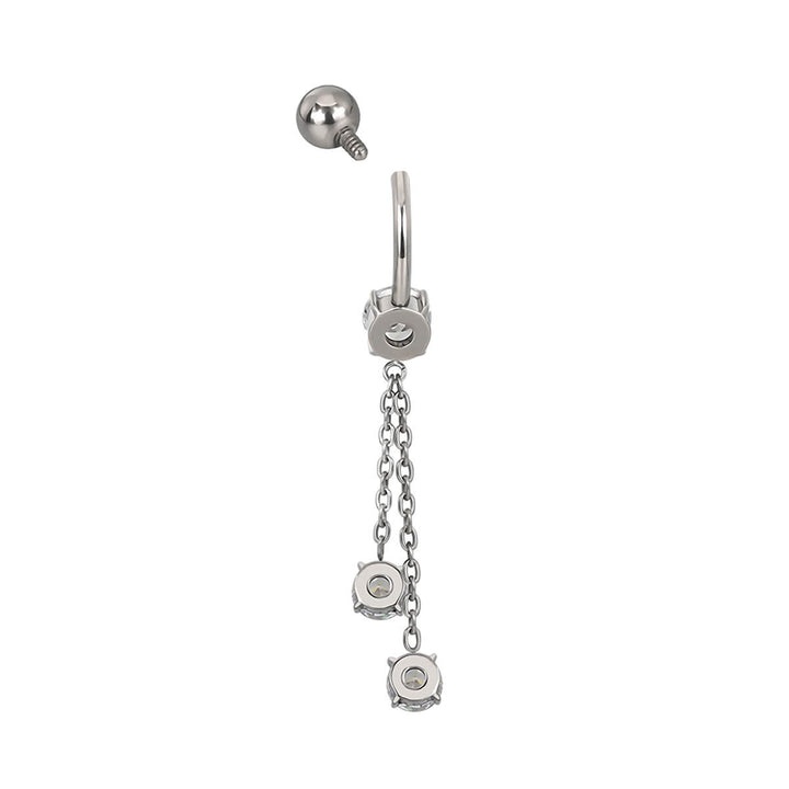 Titanium hanging belly button chain with zirconia stones (Titanium G23)