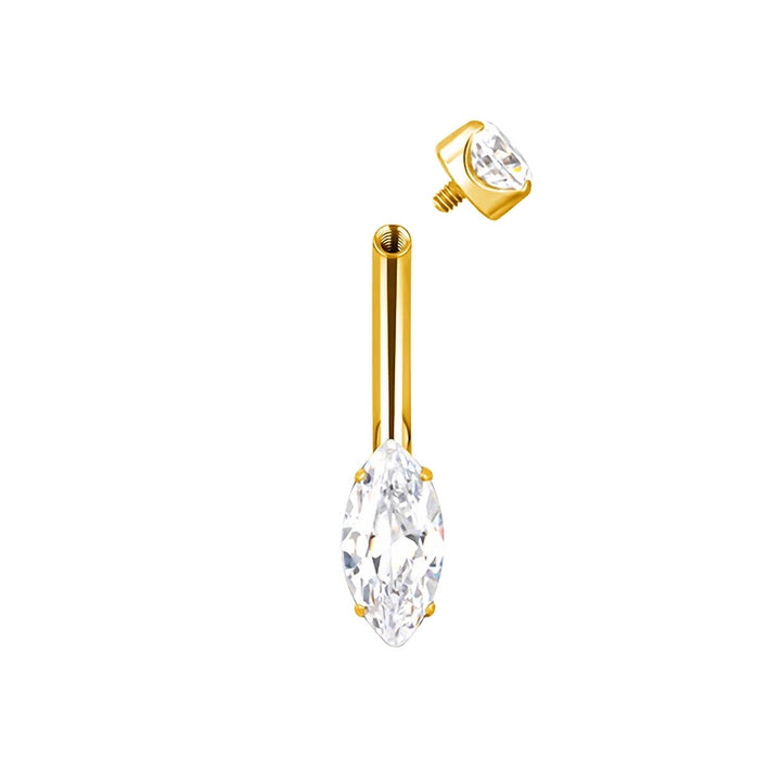 Golden marquis zirconia stud earrings (PVD Titanium G23)