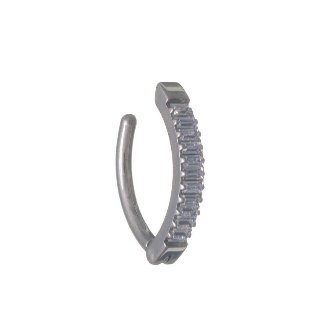 Titanium stud earring with zirconia row 1.6 mm (Clicker, G23)