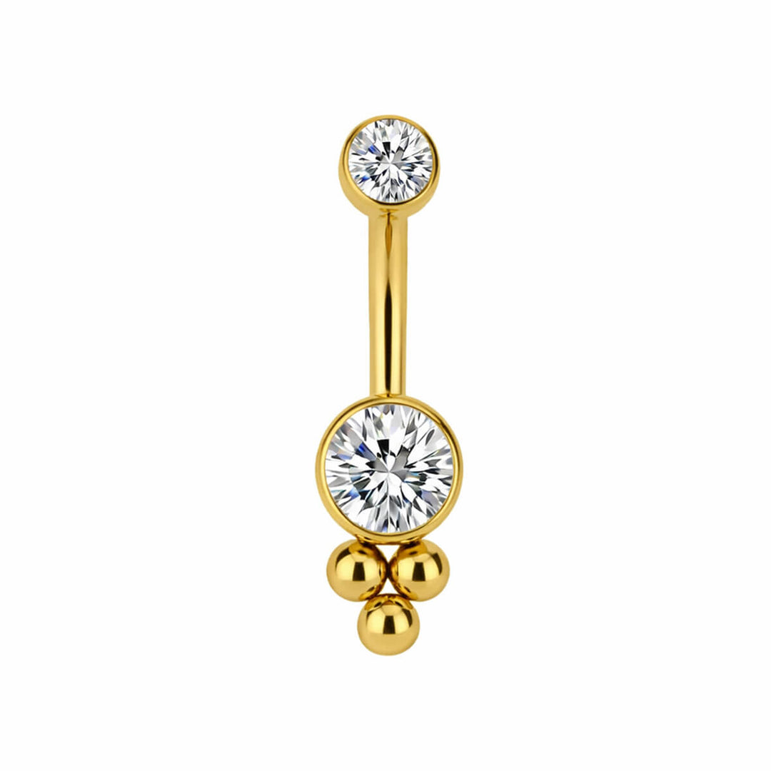 Titanium stud earring with 2 clear zirconia stones (G23 Titanium)