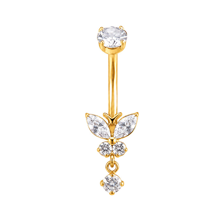 Titanium butterfly pendant with zirconia stones and a charm (G23 Titanium)