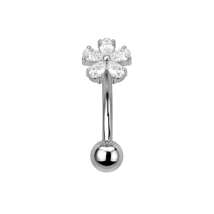 Halsband med flytande titanlås och zirkonia-blomma (Titan G23)