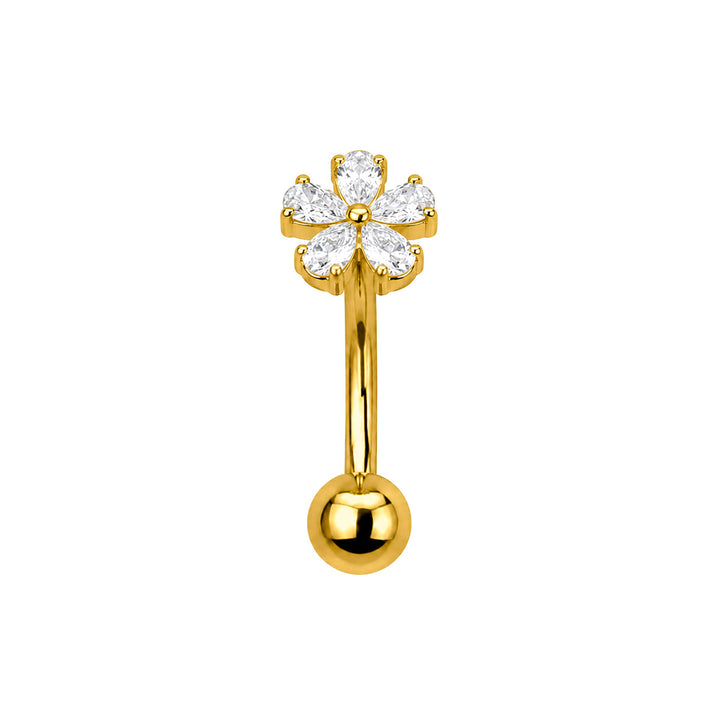 Kultainrn Titanium Floating Bead Necklace with Zirconia Flower (PVD Titanium G23)