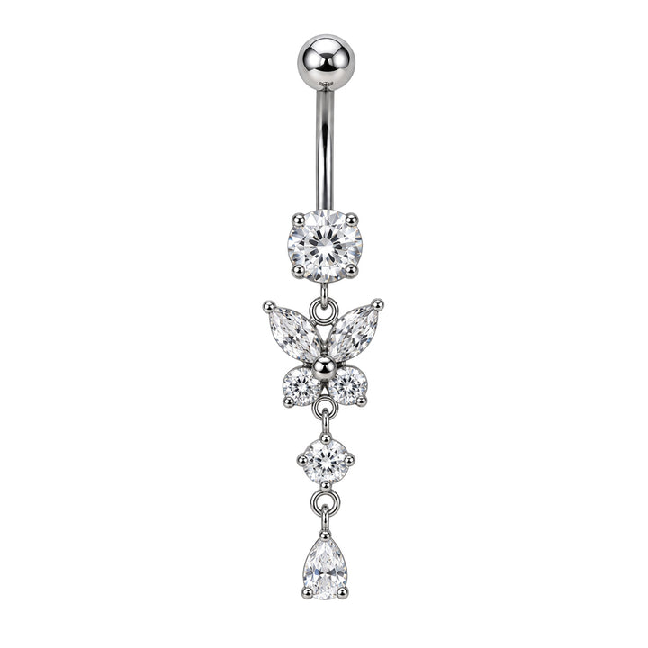 Butterfly-shaped necklace with zirconia pendants (316L stainless steel)