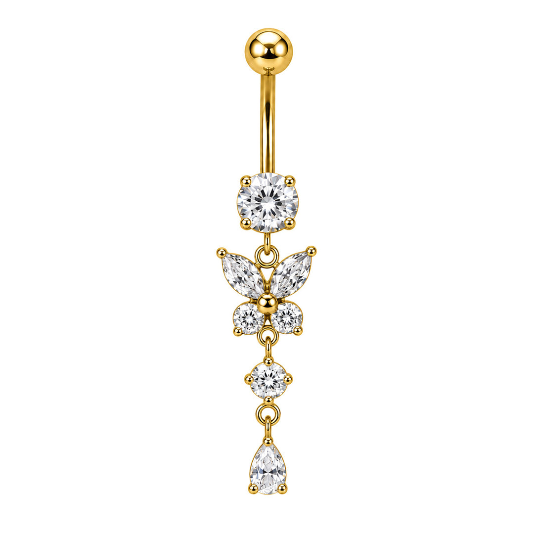 Butterfly-shaped necklace with zirconia pendants (316L stainless steel)