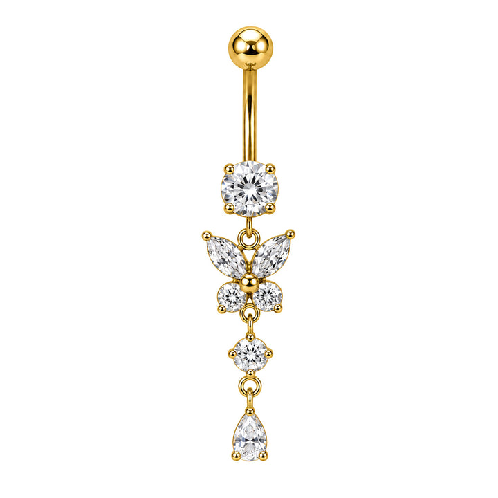 Butterfly-shaped necklace with zirconia pendants (316L stainless steel)