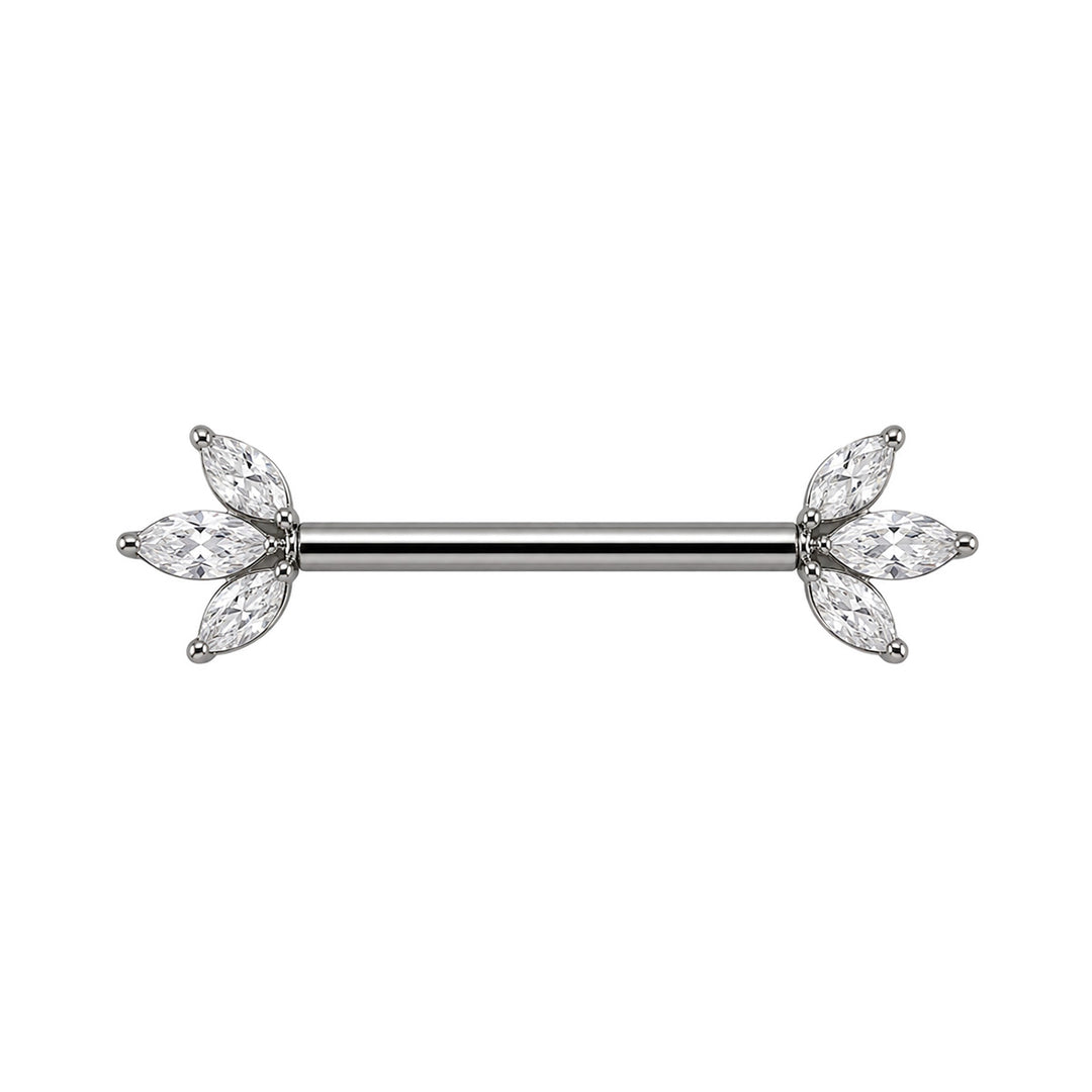 Bröstvårtsring i titan med 3 markisformade zirkoner (Titan G23)