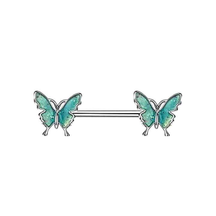 Colourful butterflies nipple bracelet 1.6mm 16mm (Steel 316L)