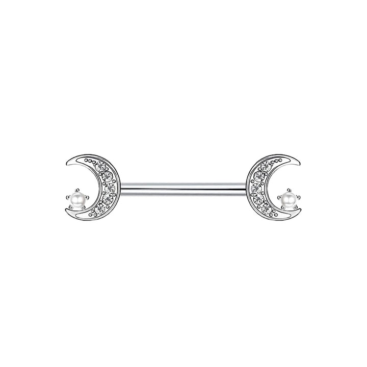 Pearl decorated moon nipple bracelet 1.6mm (Steel 316L)