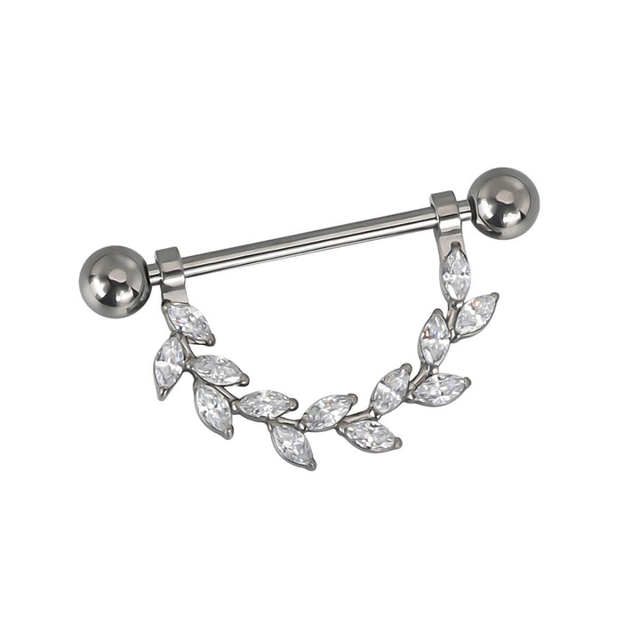 Nipple bracelet barbell zirconia with vine arch (Titanium G23)