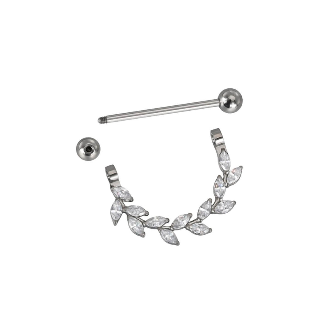 Nipple bracelet barbell zirconia with vine arch (Titanium G23)