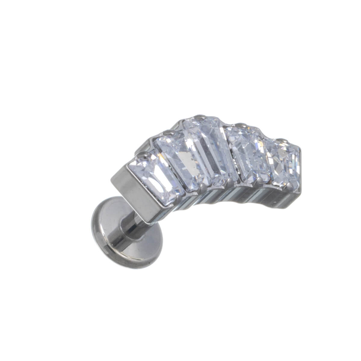 Titanarmband med Asscher zirkonia labret 1,2mm (Titan G23)