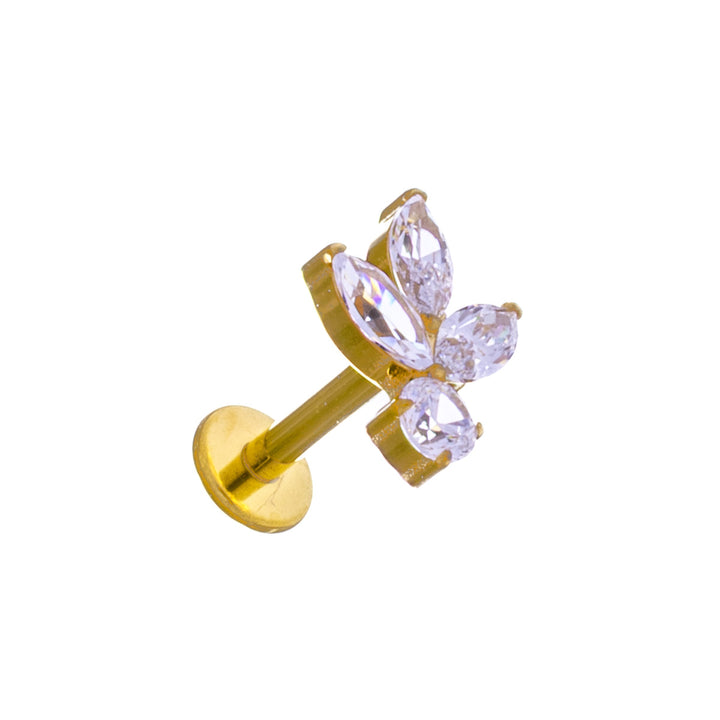 Titan rustokoruisi marquise zirkonia stenar labret 1.2mm (PVD Titan G23)