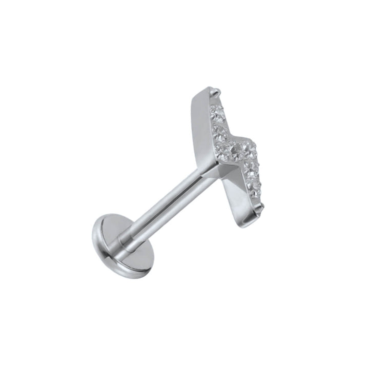 Lightning bolt stud with zirconia stone, 1.2 mm (Titanium G23)