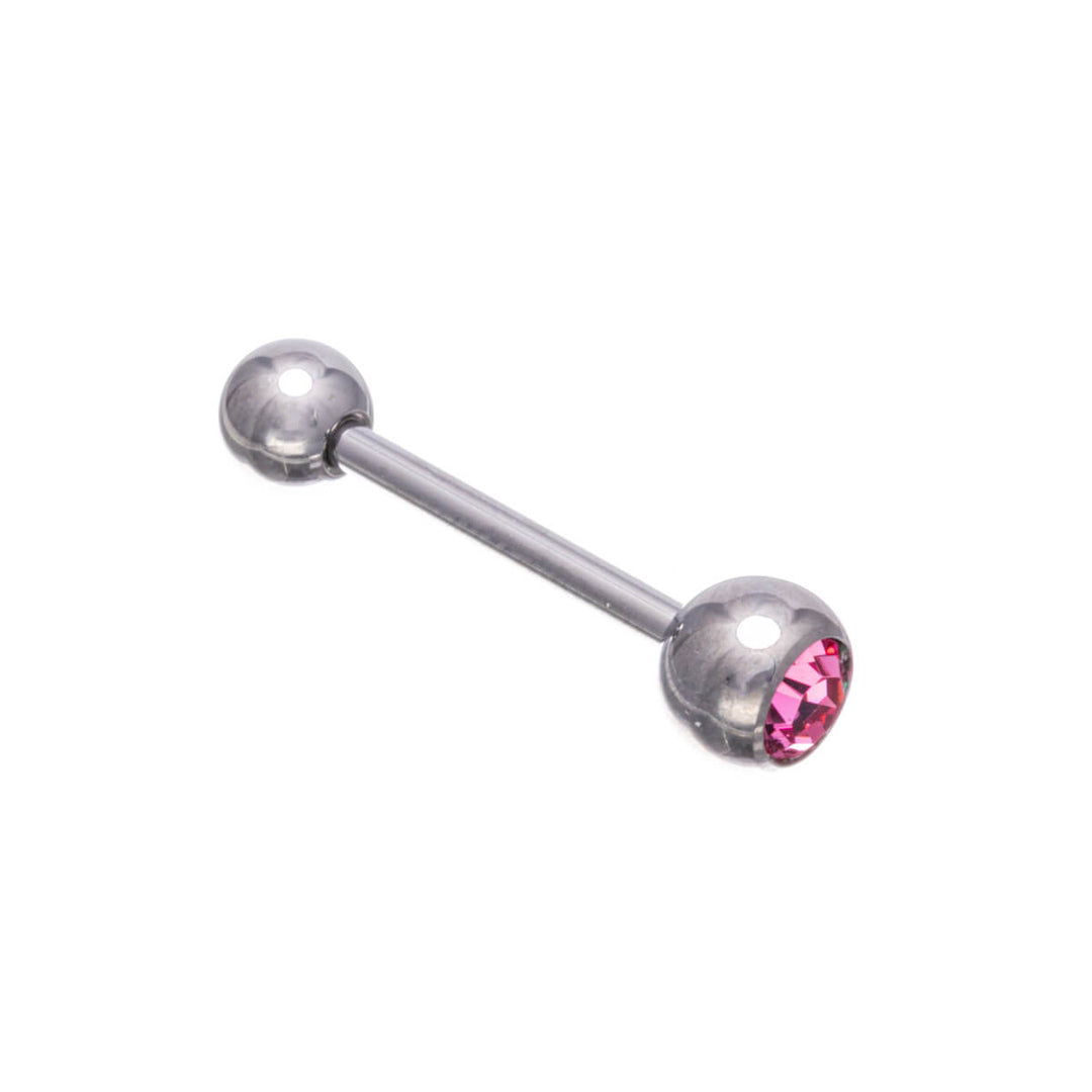 Titanium tongue stud with stone (Titanium G23)