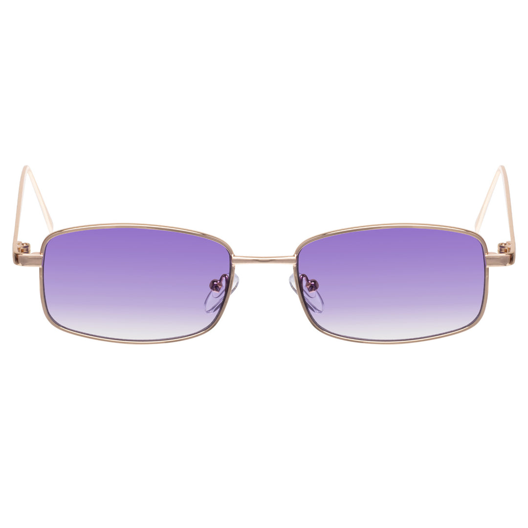 Low rectangular sunglasses with sliding coloured lenses