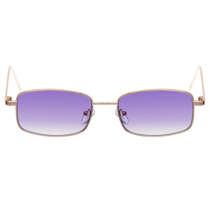 Low rectangular sunglasses with sliding coloured lenses