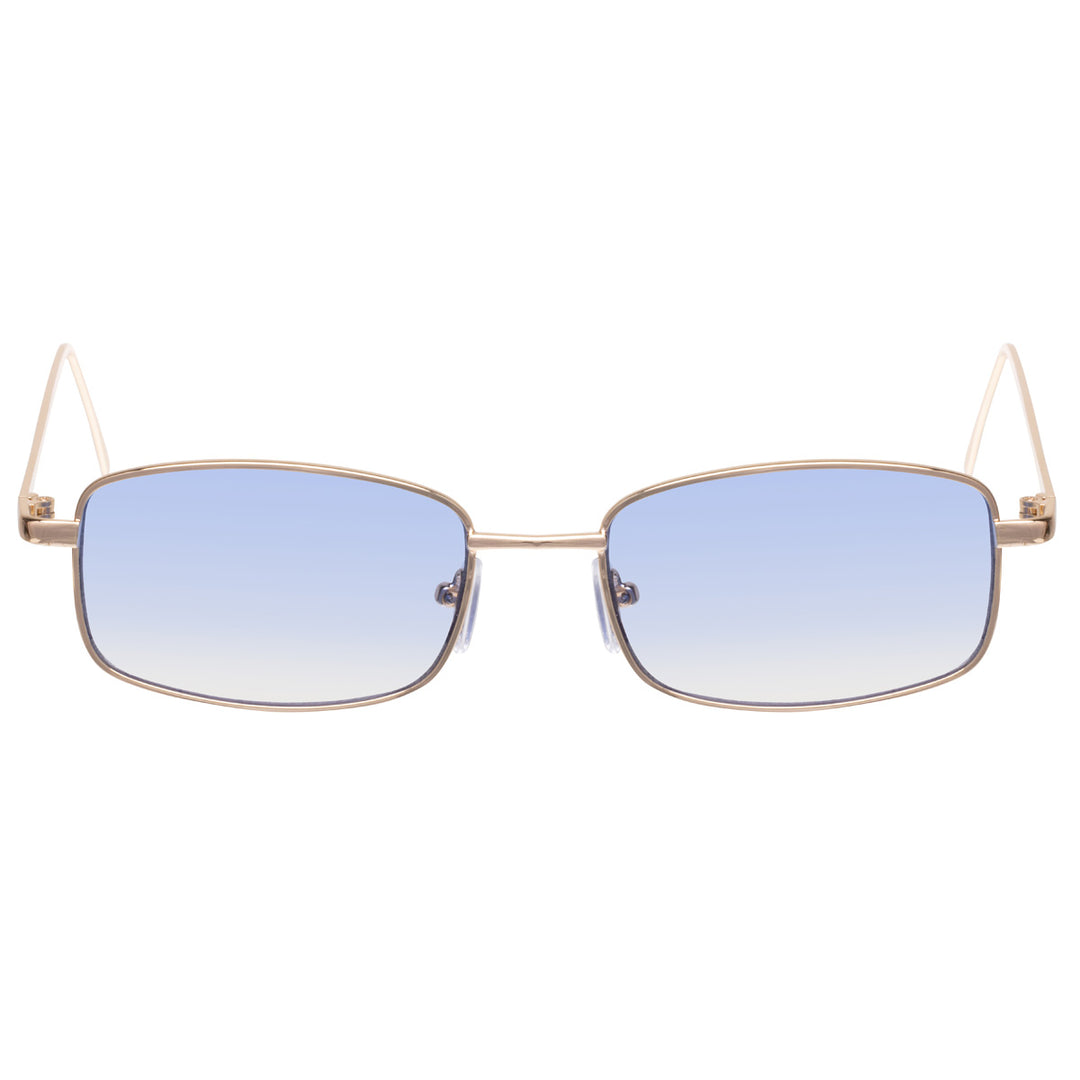 Low rectangular sunglasses with sliding coloured lenses