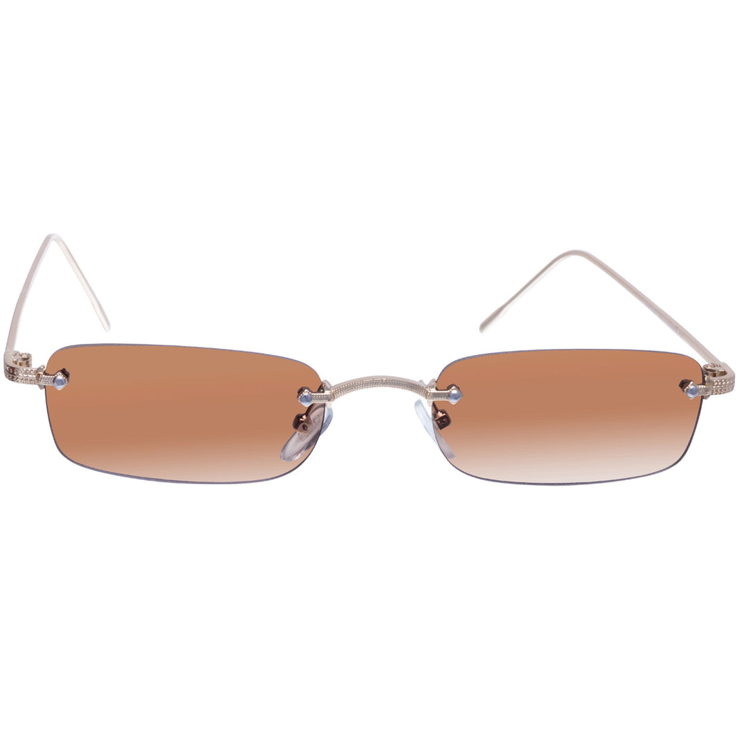 Low rectangular sunglasses without frames