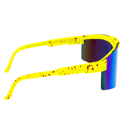 Sportiga färgglada solglasögon med speglade glas