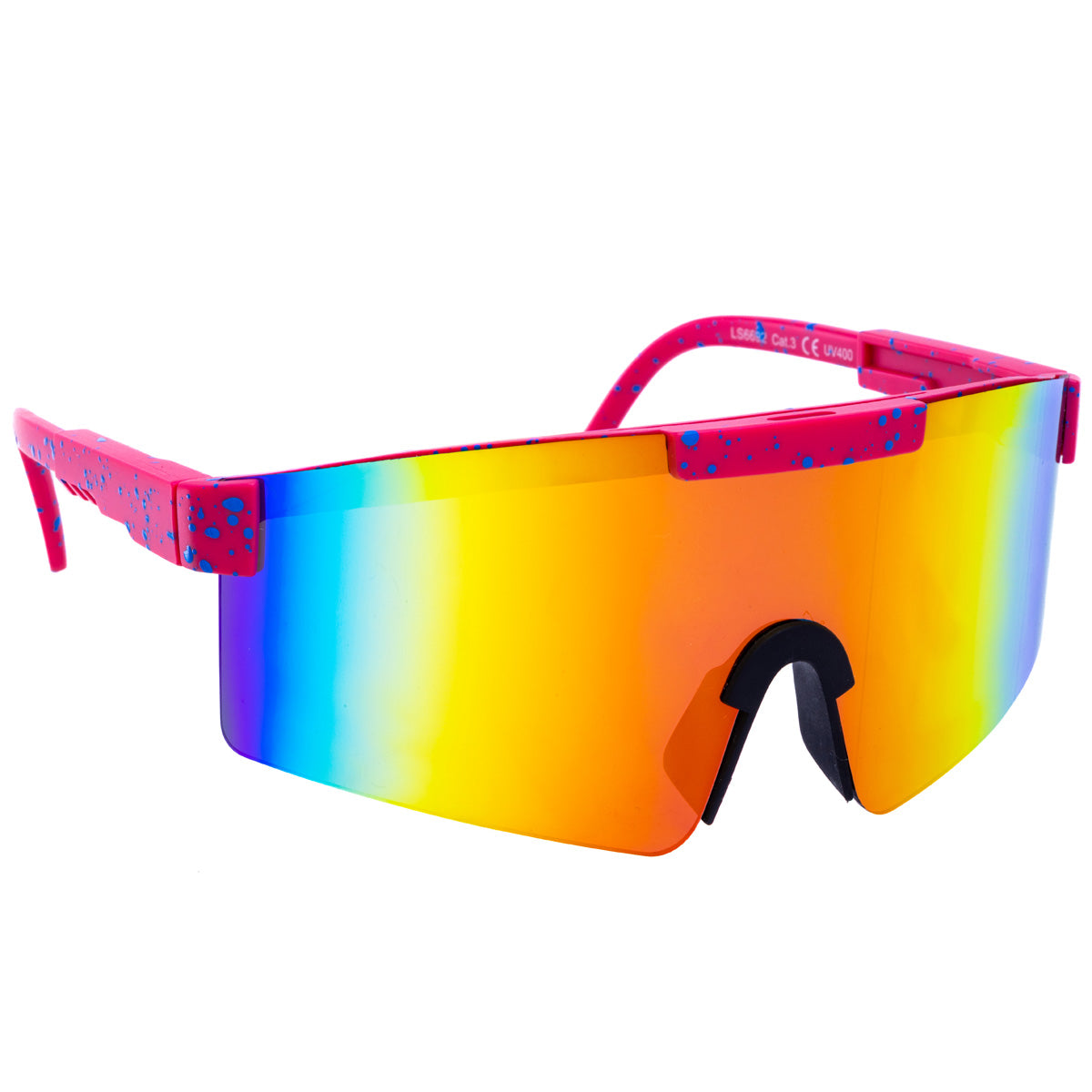 Sporty colorful sunglasses with mirrored lenses