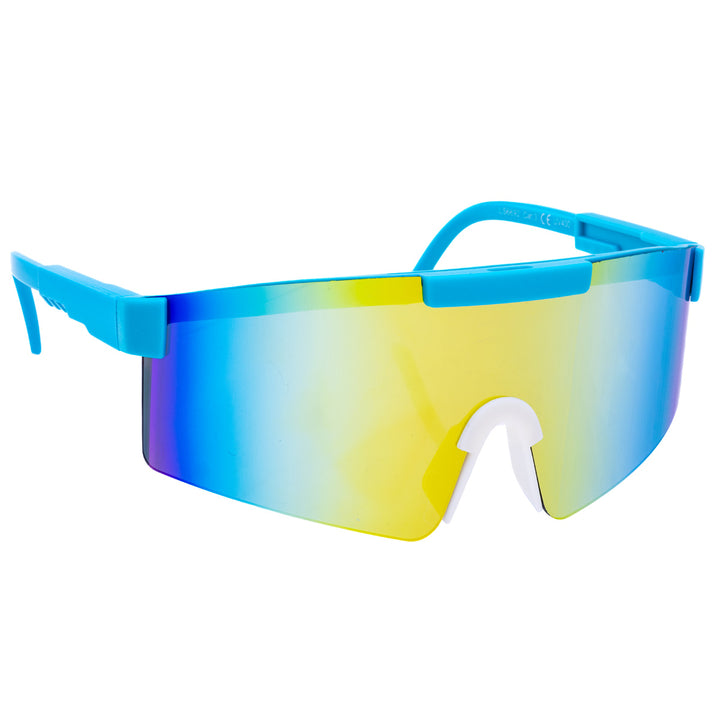 Sporty colorful sunglasses with mirrored lenses