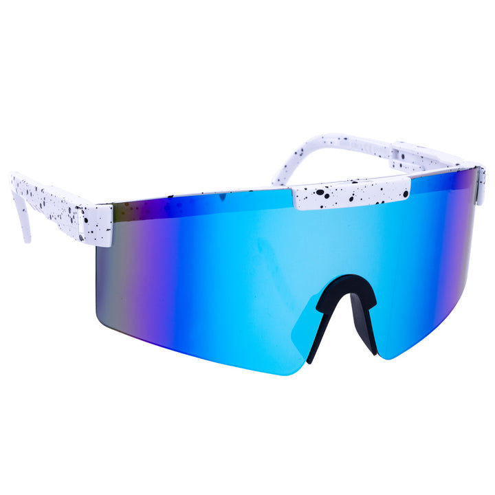 Sporty colorful sunglasses with mirrored lenses