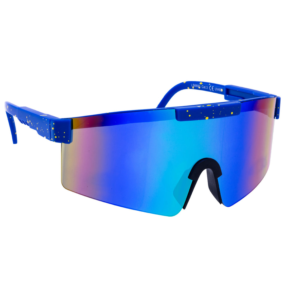 Sporty colorful sunglasses with mirrored lenses