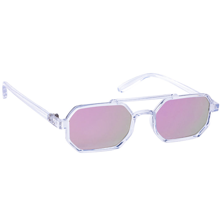 Angled rectangular sunglasses mirror lenses