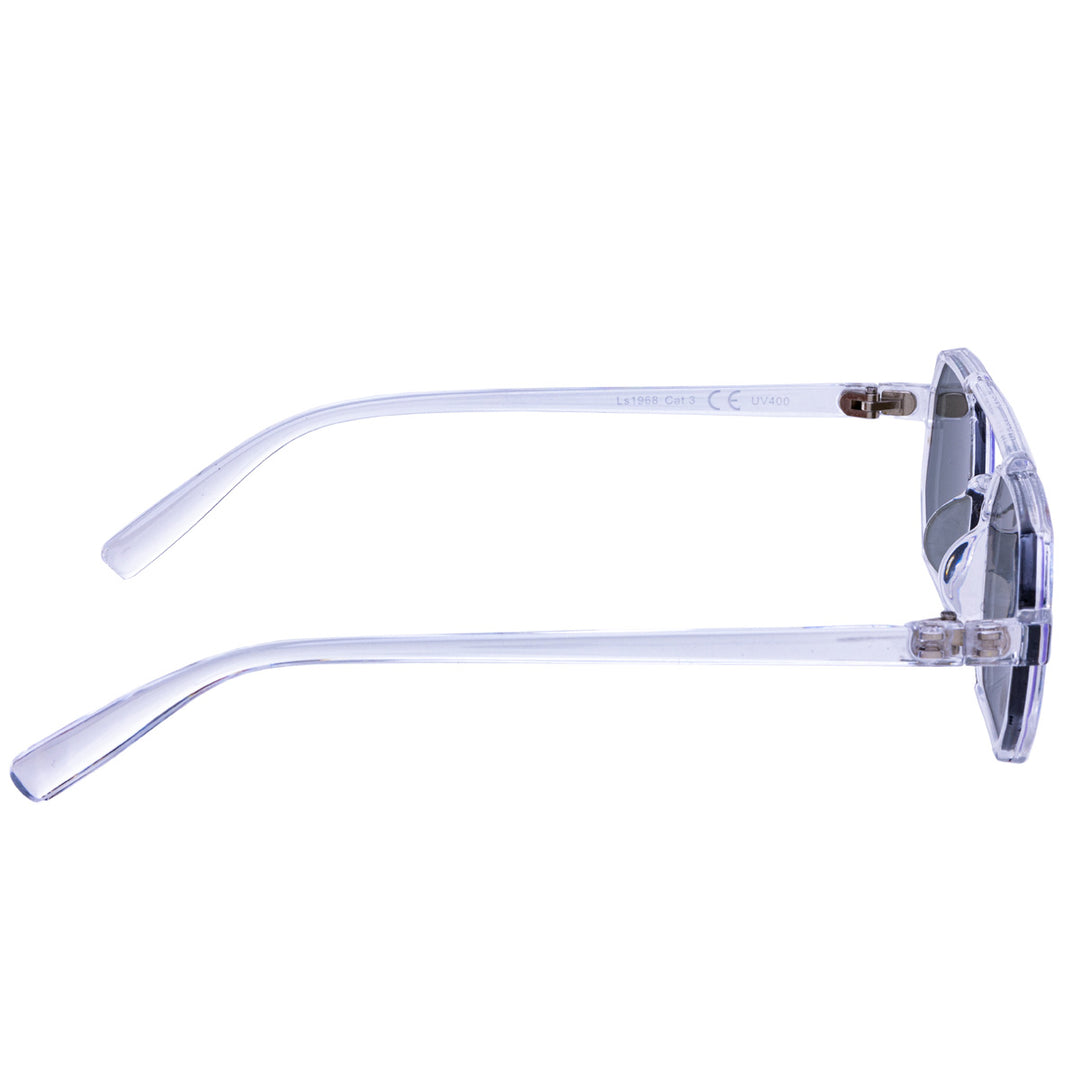 Angled rectangular sunglasses mirror lenses