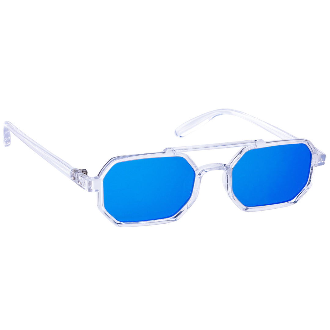 Angled rectangular sunglasses mirror lenses