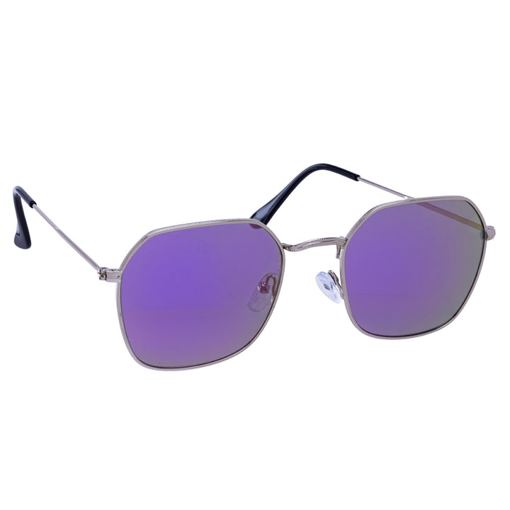 Angled sunglasses mirror lenses metal frames