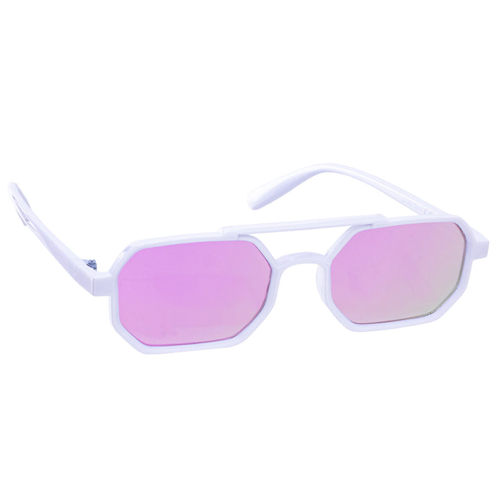 Angled rectangular sunglasses mirror lenses