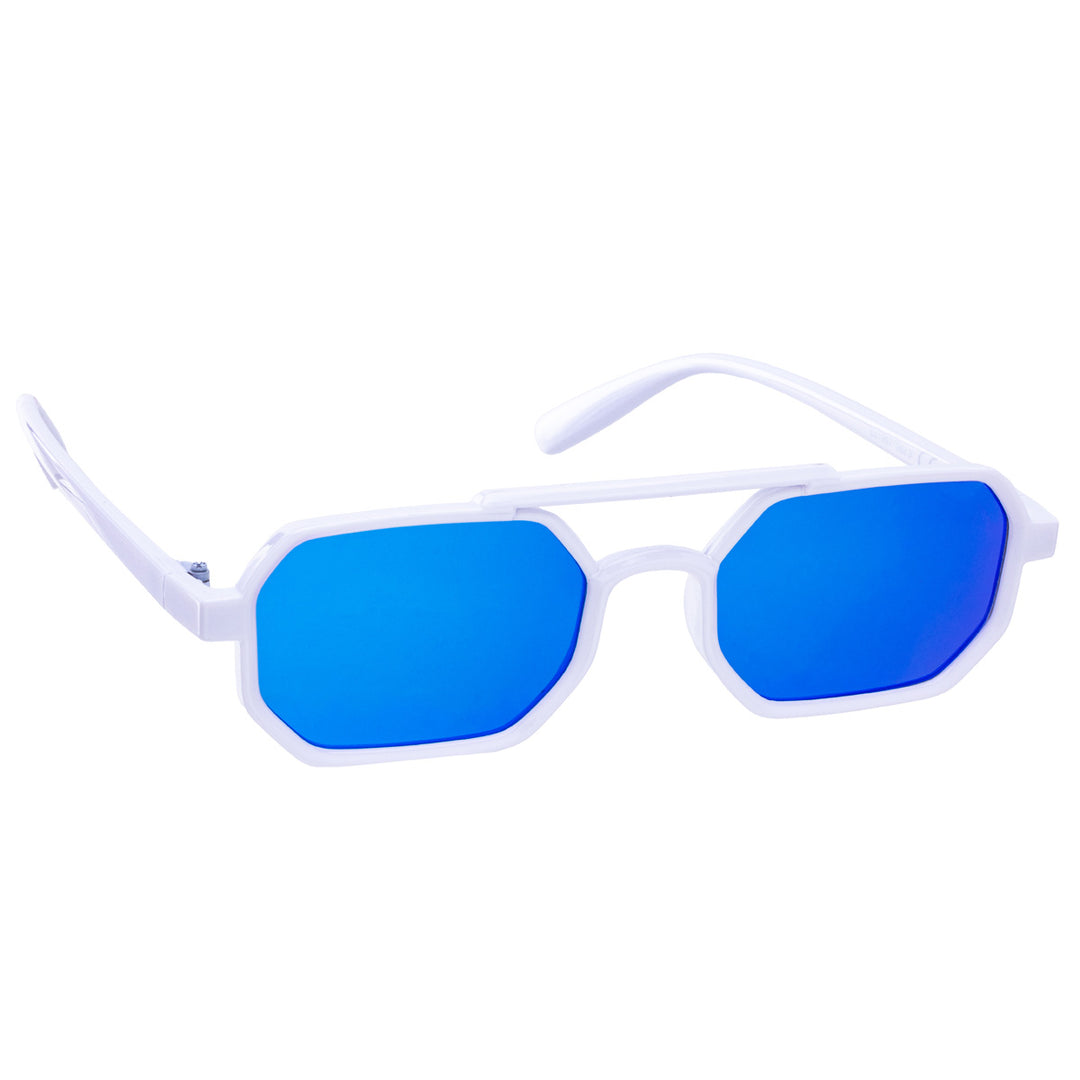 Angled rectangular sunglasses mirror lenses