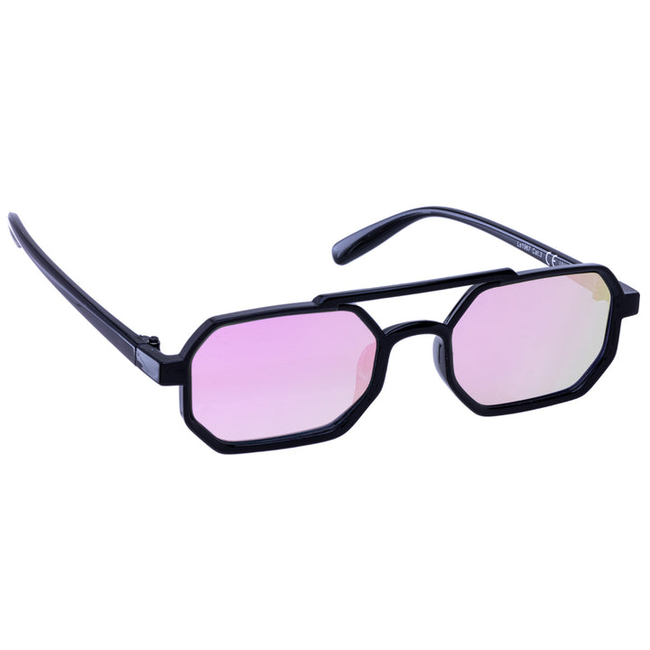 Angled rectangular sunglasses mirror lenses