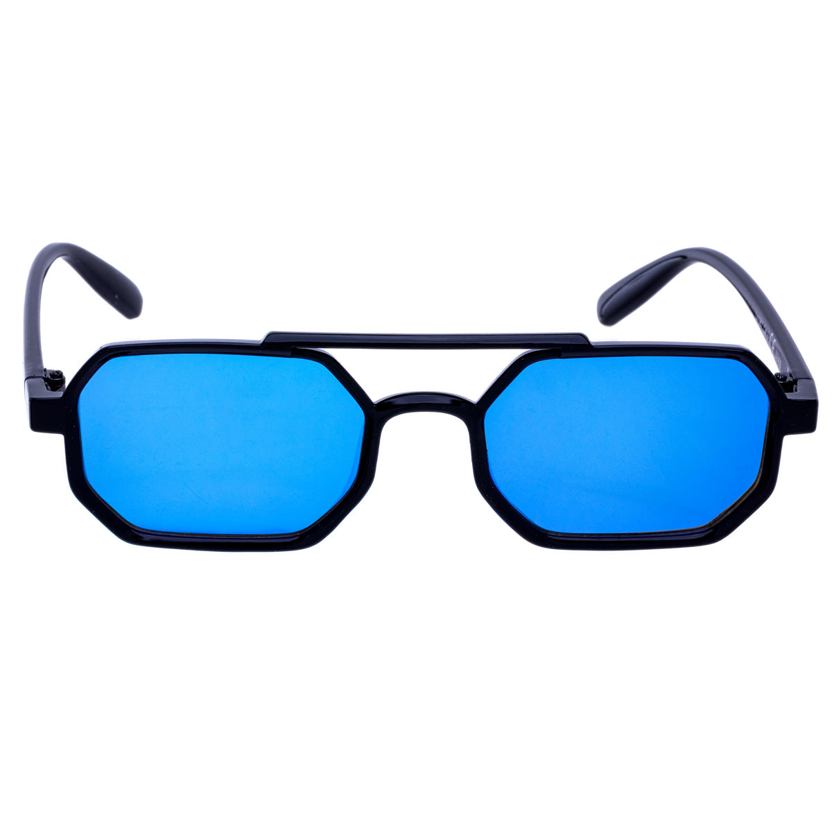 Vinklade rektangulära solglasögon med spegelglas